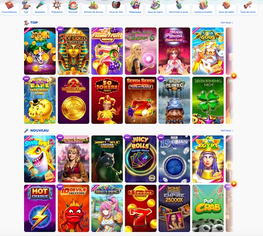 Sélection de jeux chez Posido Casino