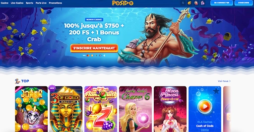 Cashback en direct de 25 % jusqu’à 200 € chez Posido Casino